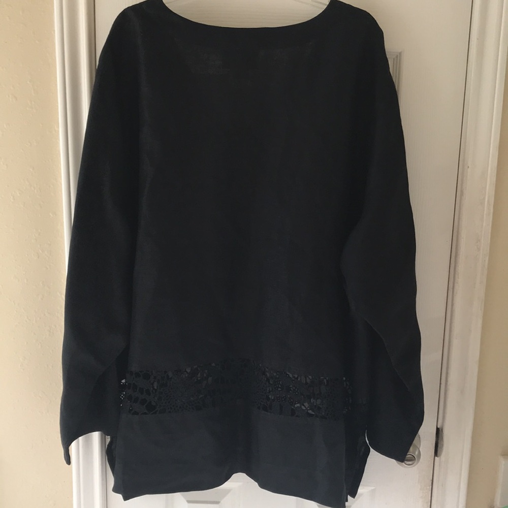 David Dart Linen Top With Front Buttons And Lace/… - image 6